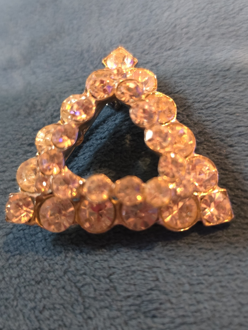 Vintage Crystal Triangle Brooch